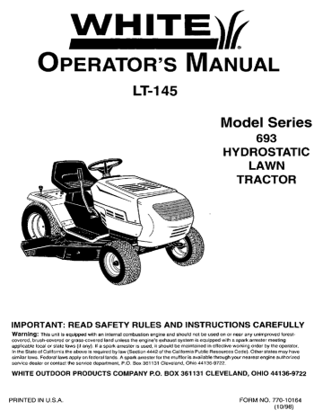 White Outdoor 693 Lawn Mower User Manual Manualzz