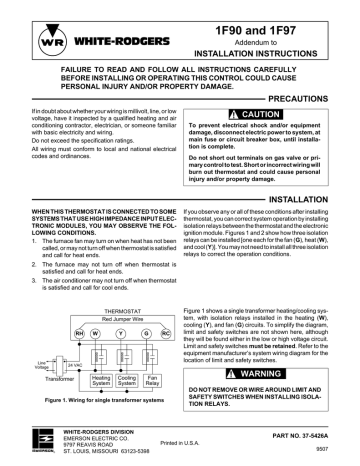 White-Rodgers 1F90, 1F97 Thermostat Installation | Manualzz
