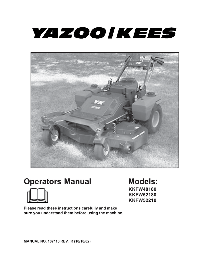 Yazoo discount mower manual