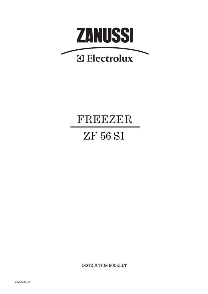 Zanussi ZF 56 SI Freezer User Manual Manualzz