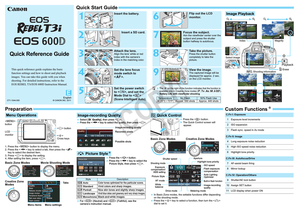 canon eos rebel t3i users manual