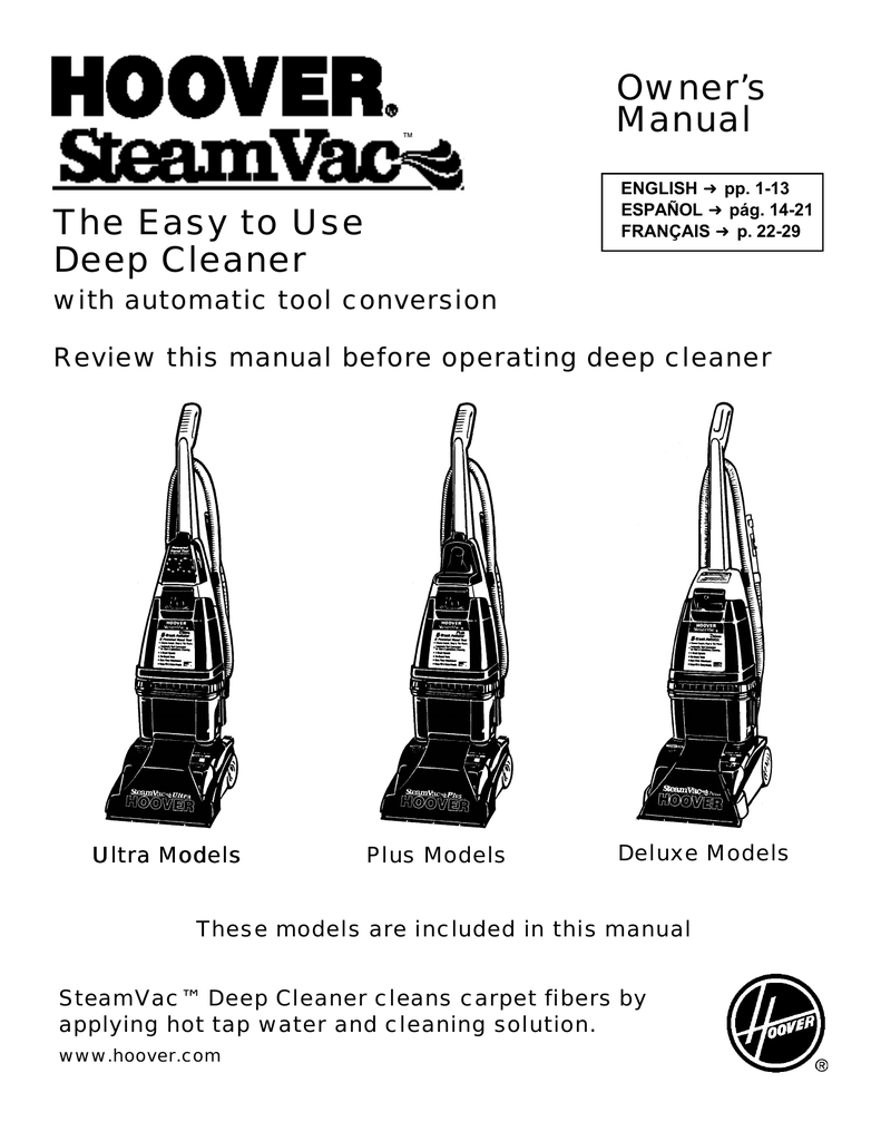 Hoover Deep Cleaner User manual | Manualzz