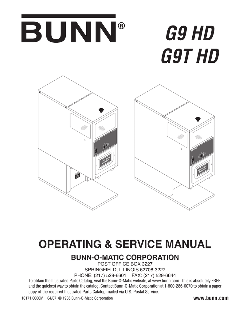 Bunn G9 HD Electric Burr Grinder Manualzz