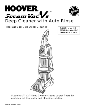 Hoover F7425-900 SteamVac V2 Widepath Upright Vacuum | Manualzz