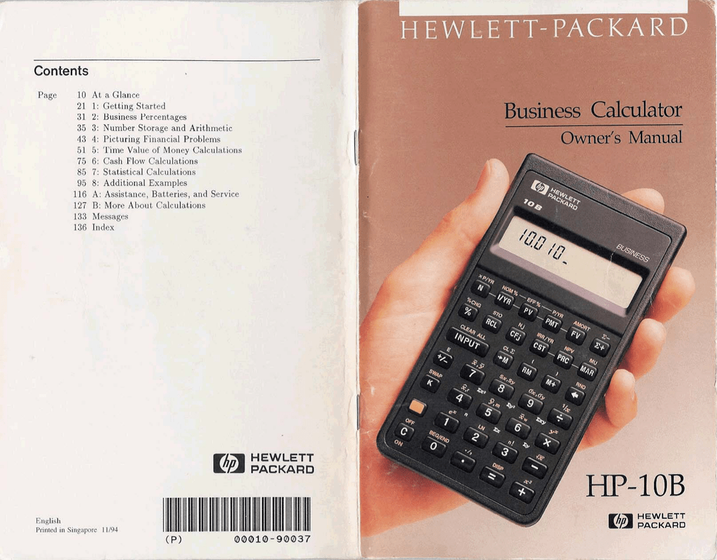 Hp 10b Business Calculator User Manual Manualzz