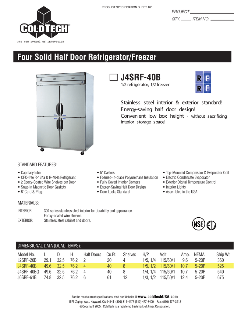 coldtech commercial refrigerator and freezer manual