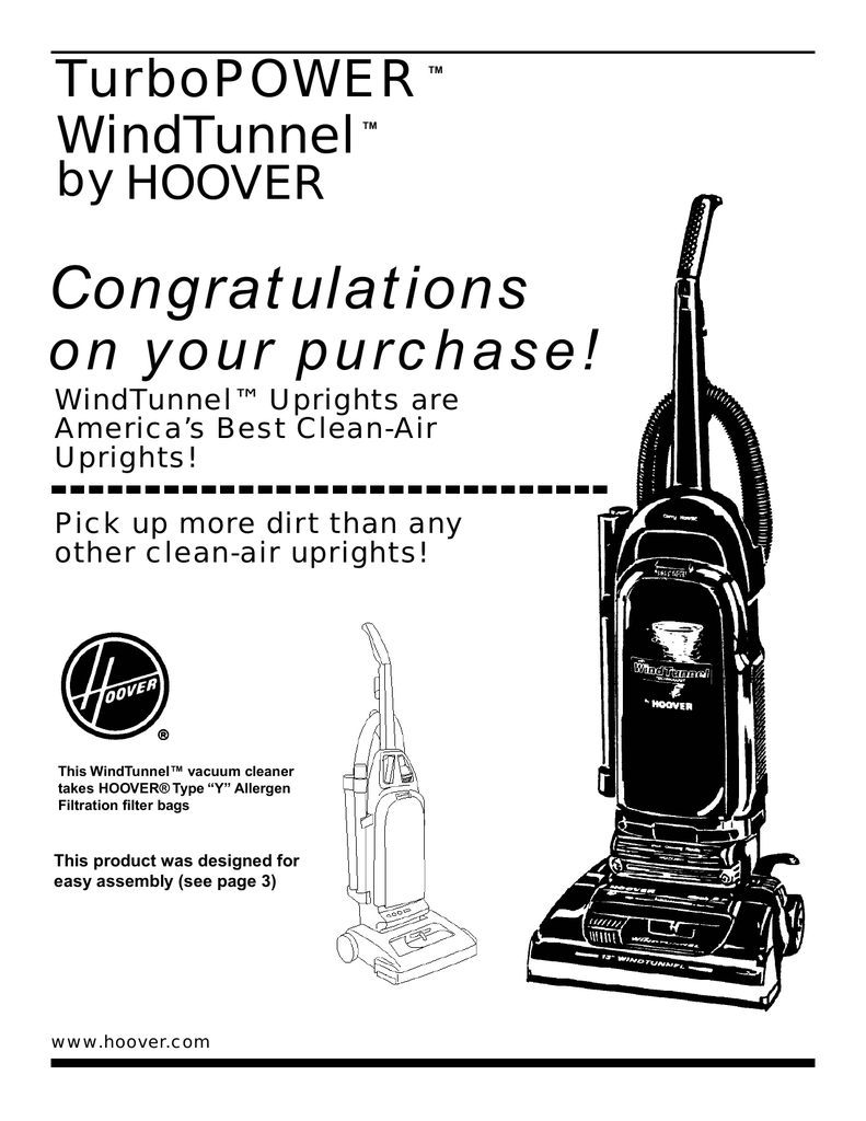 Hoover U5396-900 Turbo Power Vacuum | Manualzz