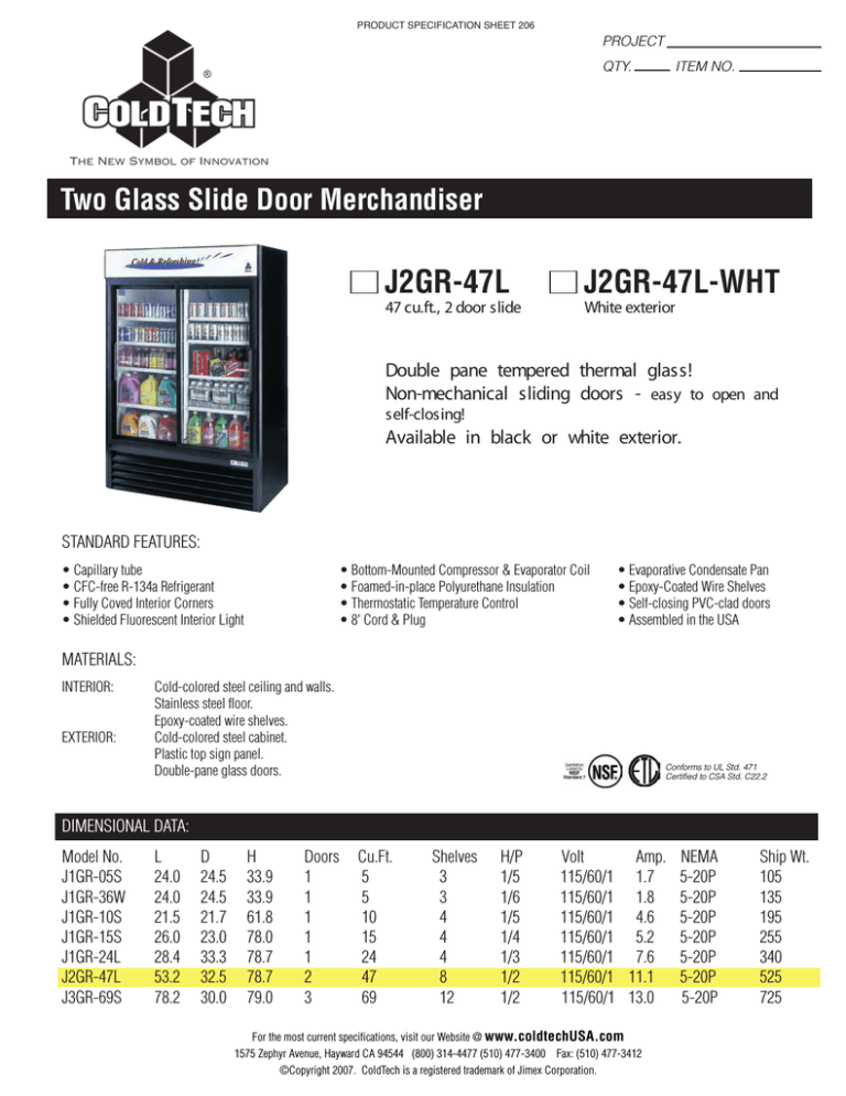 Coldtech J2GR47L Commercial Refrigerator Manualzz