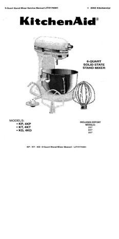 KitchenAid KP2671 Professional 6 Series Stand Mixer | Manualzz