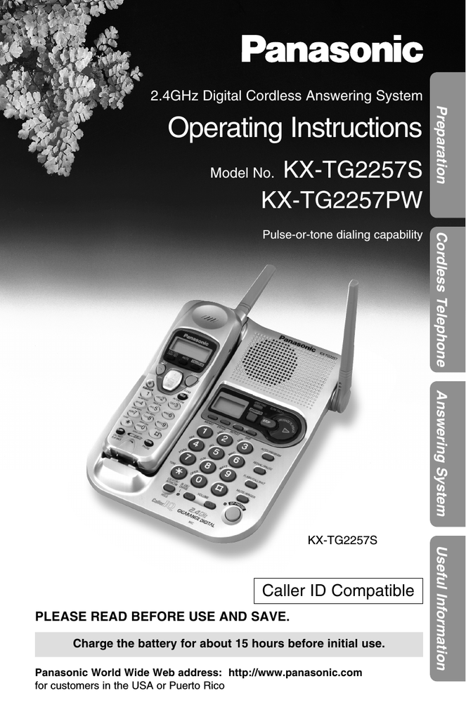 Panasonic KX-TG2257 Cordless Phone | Manualzz