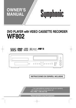 Symphonic WF802 DVD Player & VCR User Manual