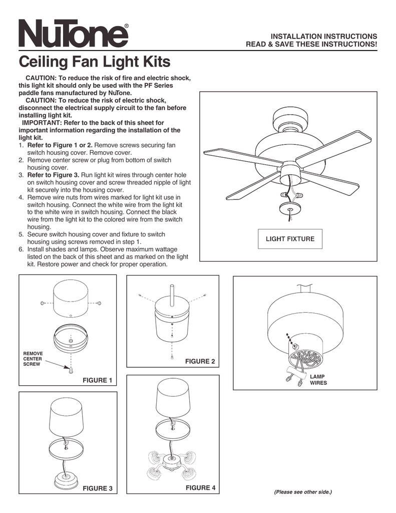 Broan Nutone N Pflk1br Light Kit Ceiling Fan Manualzz Com