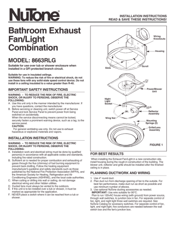 Nutone 8663rlg User Manual Manualzz - Broan Nutone Bathroom Fan Installation Instructions Nutone 8663rlg User Manual Manualzz - Broan Nutone Bathroom Fan Installation Instructions