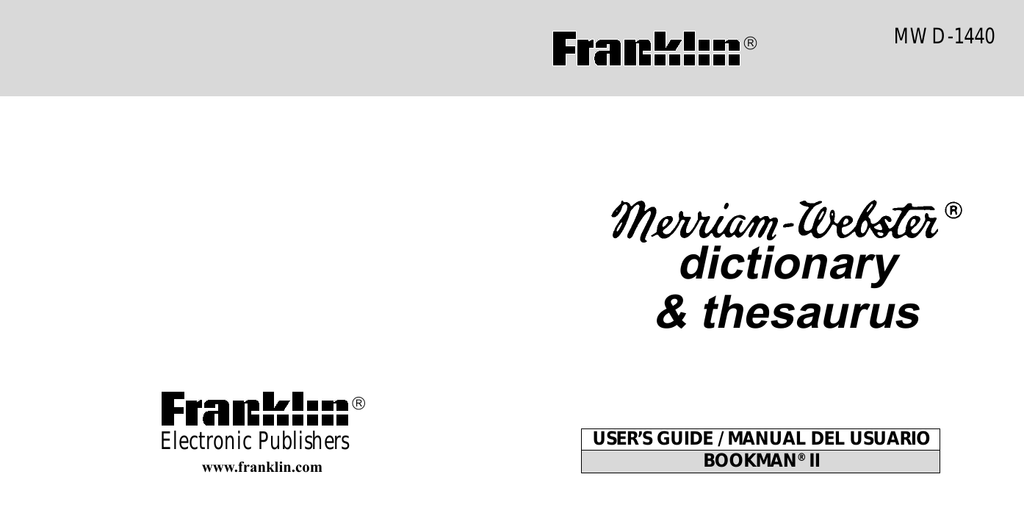 Franklin Merriam ster MWD Manualzz