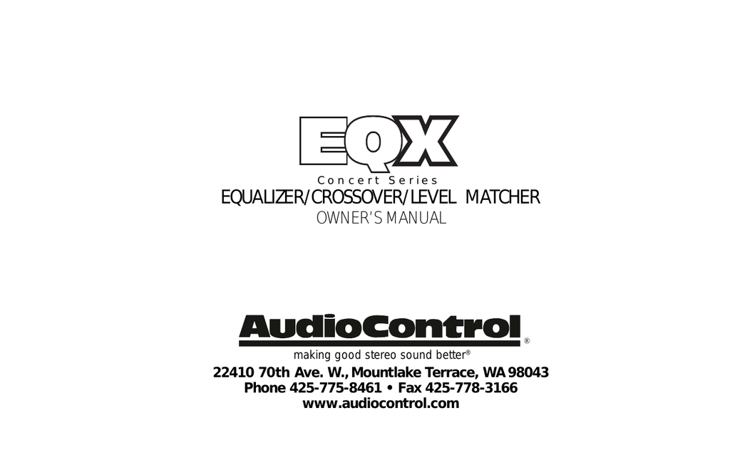 AudioControl EQX Car Audio Amplifier Manualzz
