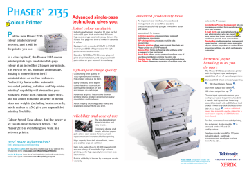 Tektronix Phaser 2135DX Laser Printer | Manualzz