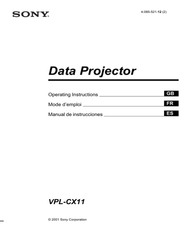 Sony VPL CX11 Multimedia Projector | Manualzz
