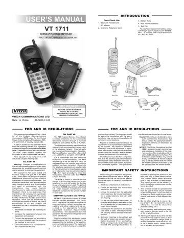 VTech VT 1711 User's Manual | Manualzz