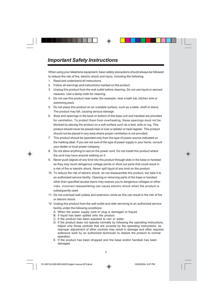 VTech t2429 2.4 GHz Analog Cordless Phone Owner's Manual Manualzz