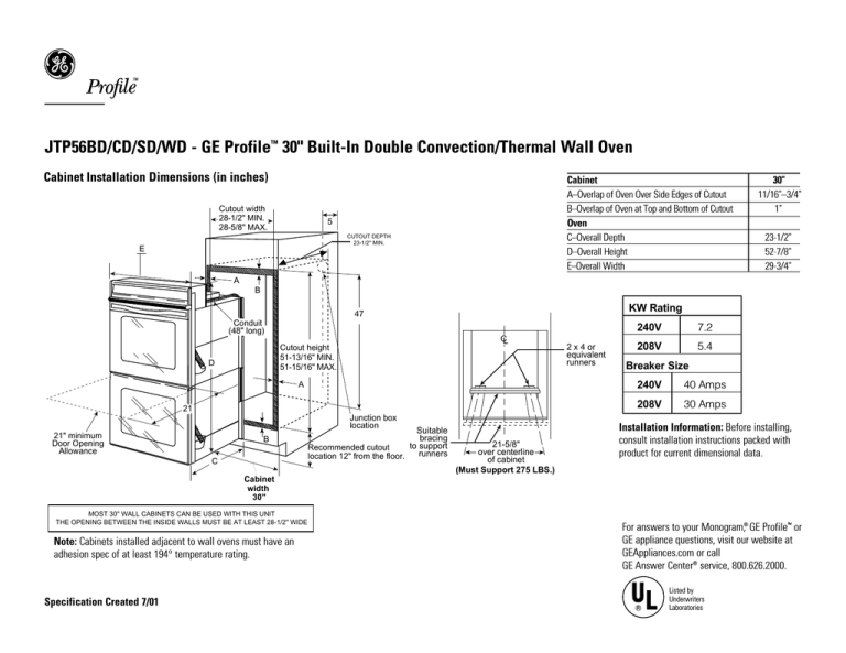 GE Profile JTP56SDSS Electric Double Oven Manualzz