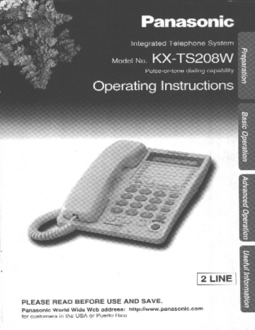 Panasonic KXTS208W Landline Phone User manual | Manualzz