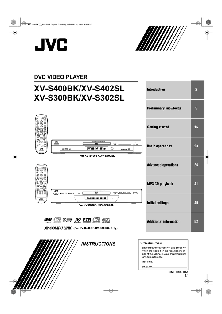 JVC RM-SXV006A REMOTE CONTROL models XVS402SL XVS400BK XVS400BK