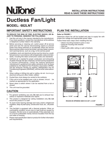 Broan Nutone N 682lnt Combination Light Fan Exhaust Manualzz - Broan Nutone Bathroom Fan Installation Instructions