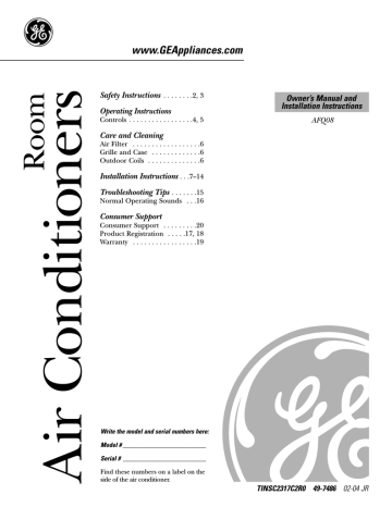 GE AFQ08 Air Conditioner | Manualzz