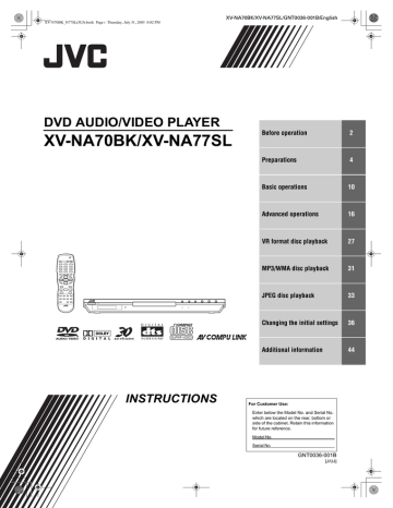 JVC XV-NA70 DVD Player | Manualzz