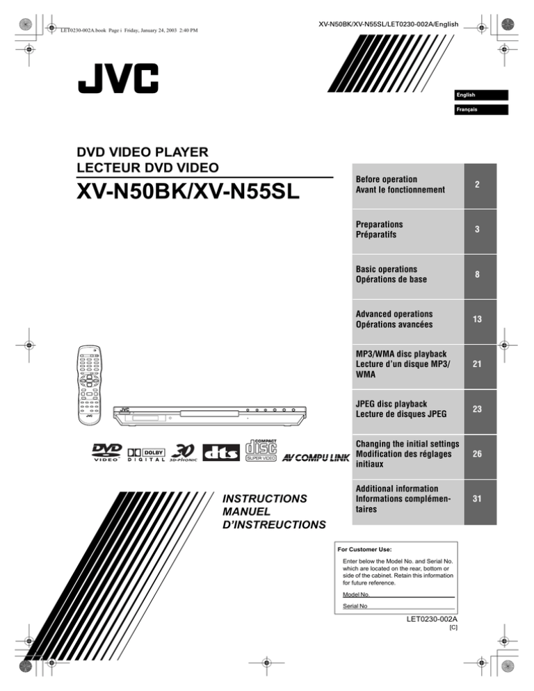 Jvc Xv N55 Dvd Player Manualzz