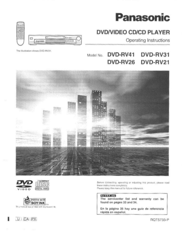 Panasonic Outlet Dvdrv31 Dvdrv26 User Manual Manualzz