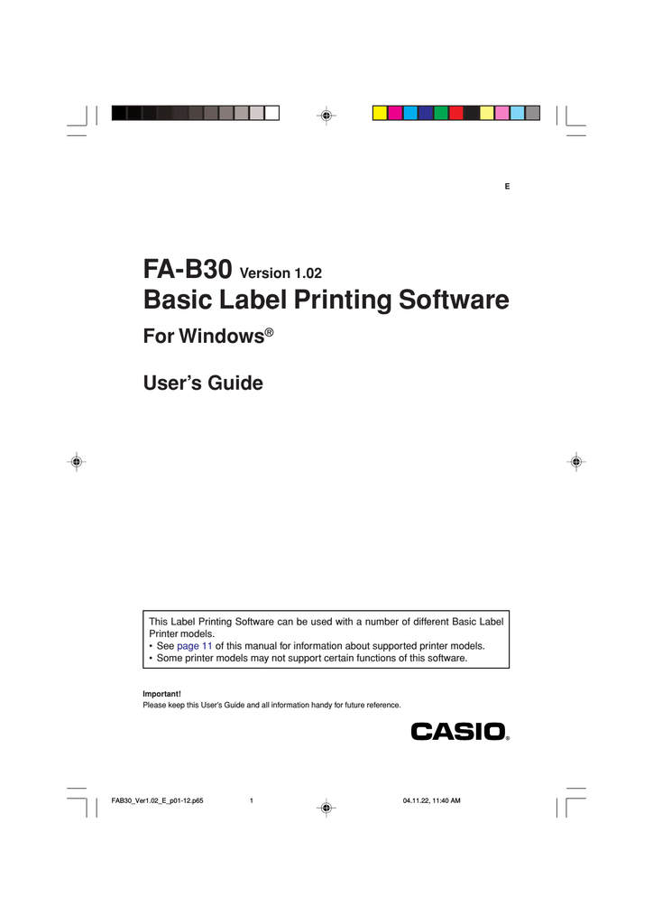 Casio EZ Label Printer Manualzz