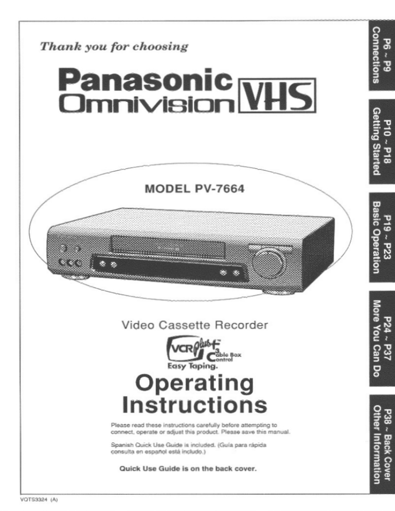 Panasonic Pv 7664 Vhs Vcr Manualzz