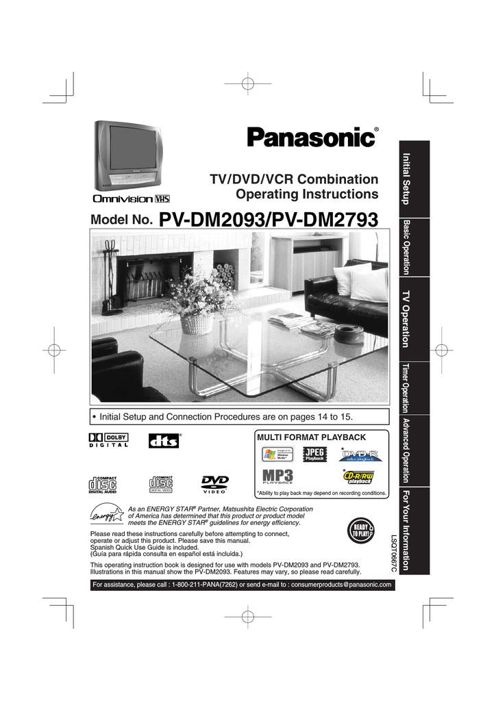 Panasonic PVDM2093 Triple Play 20 in. TV/VCR/DVD Combo Manualzz