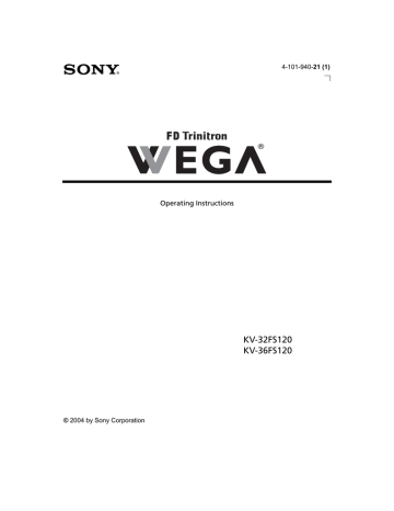 Sony FD Trinitron WEGA KV | Manualzz