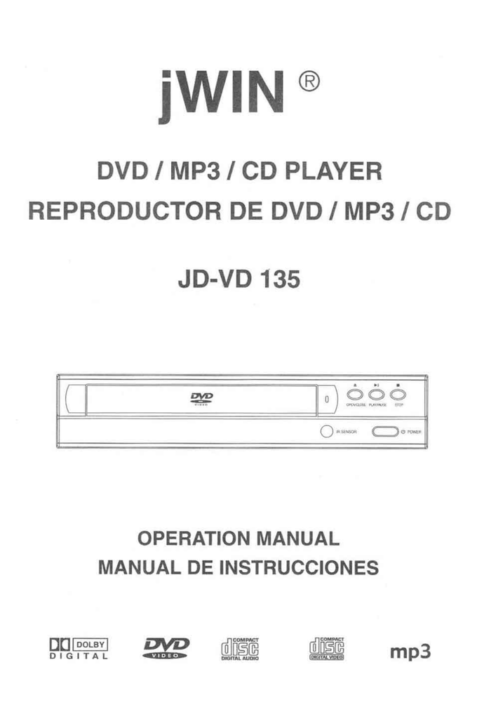 Jwin Jd Vd135 Dvd Player Manualzz