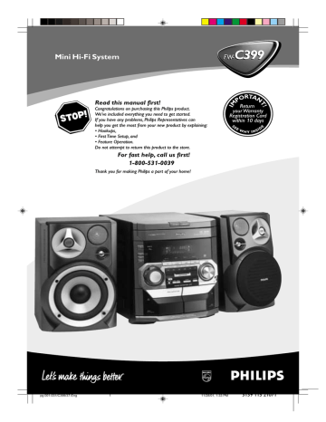 Philips FWC399 CD Shelf System | Manualzz