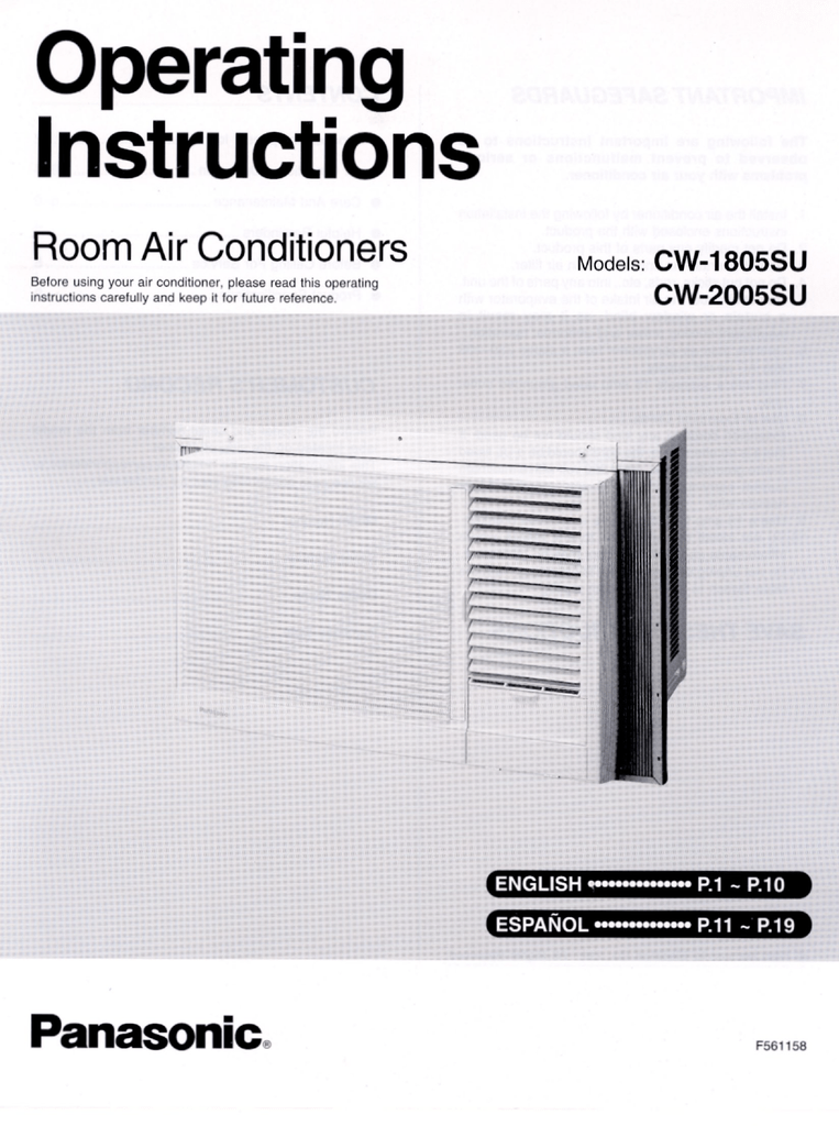 Panasonic CW2005SU Air Conditioner Owner's Manual Manualzz