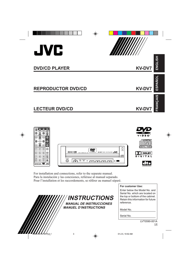 JVC KVDV7 Portable DVD Player without Screen Manualzz