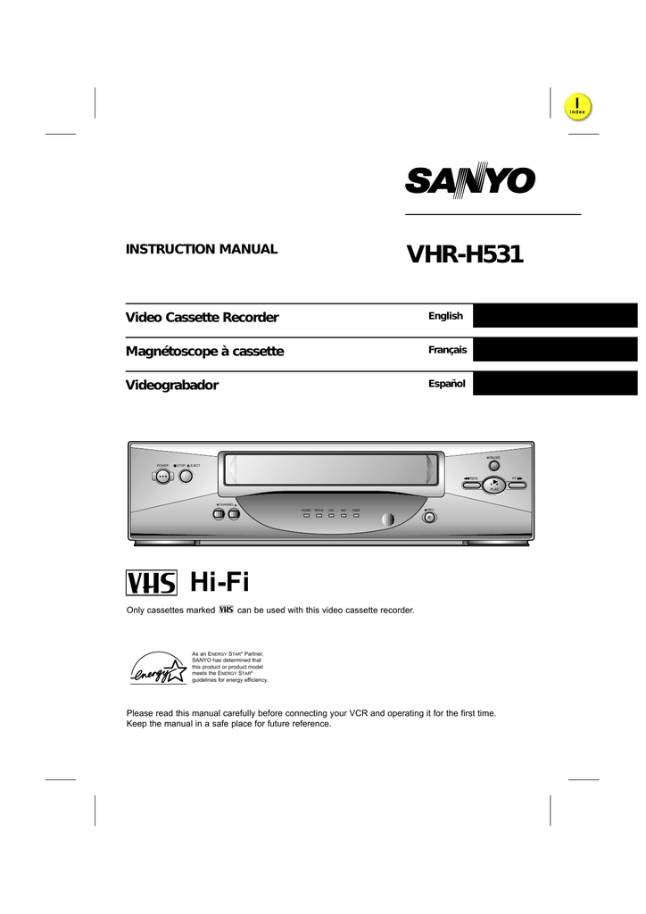 Sanyo VHRH531 VCR Manualzz