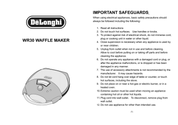 DeLonghi WR30 Retro Round Belgian Waffle Maker Manualzz