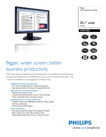 Philips 200BW8EB/27 Monitor | Manualzz