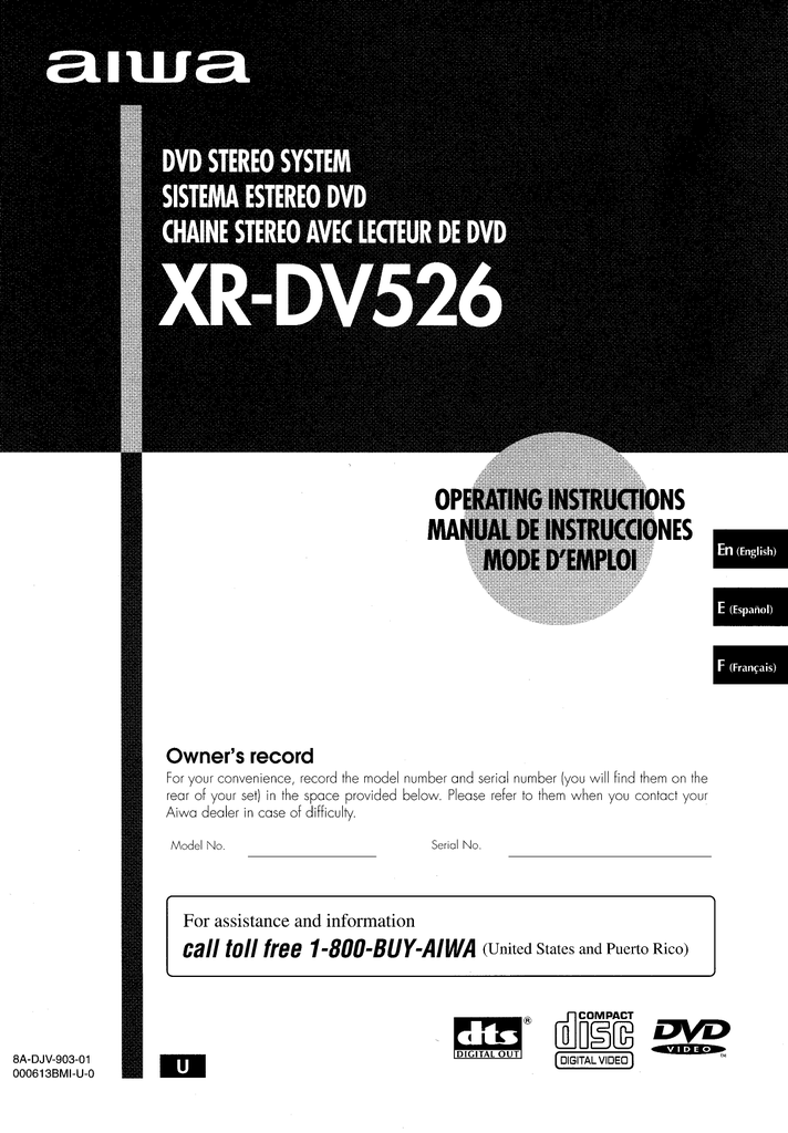 Aiwa Xr Dv526 System Manualzz