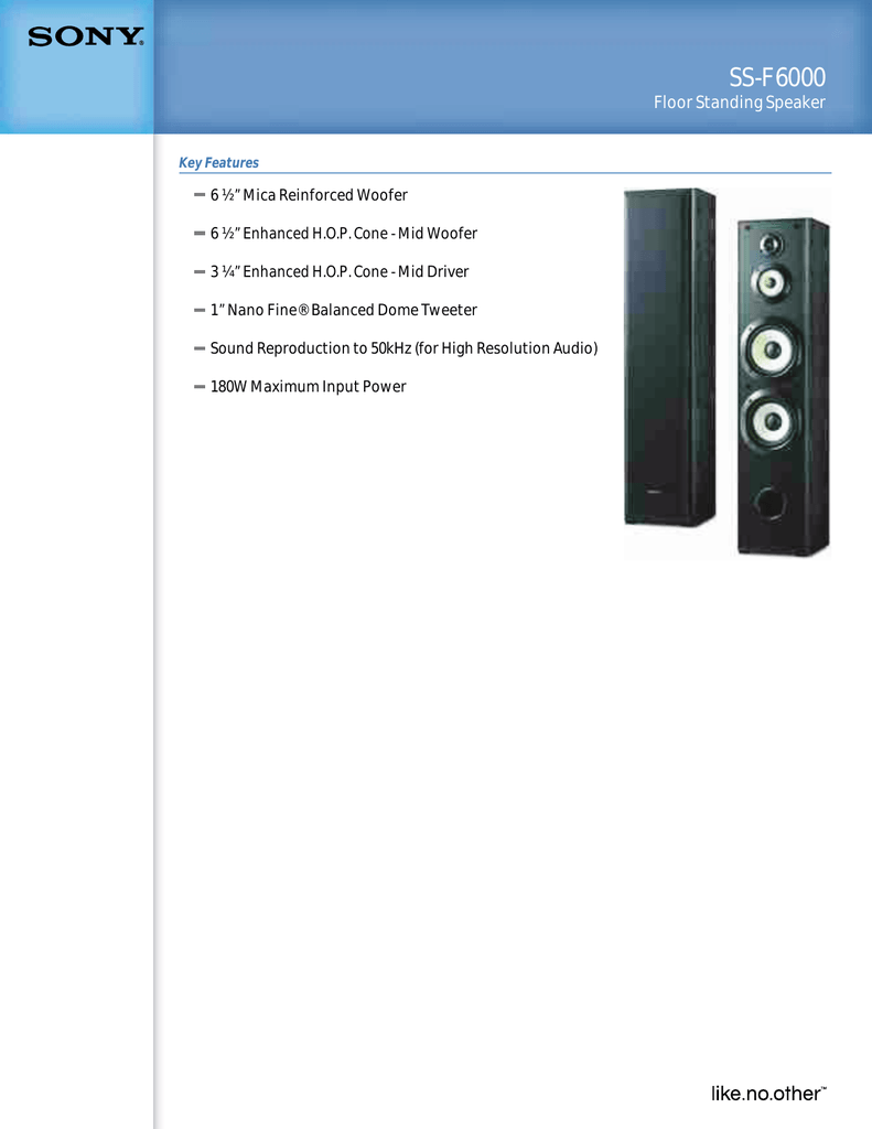 Sony Ssf 6000 Main Stereo Speaker Manualzz Com