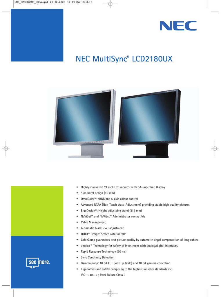 NEC-Mitsubishi MultiSync LCD2180UX 
