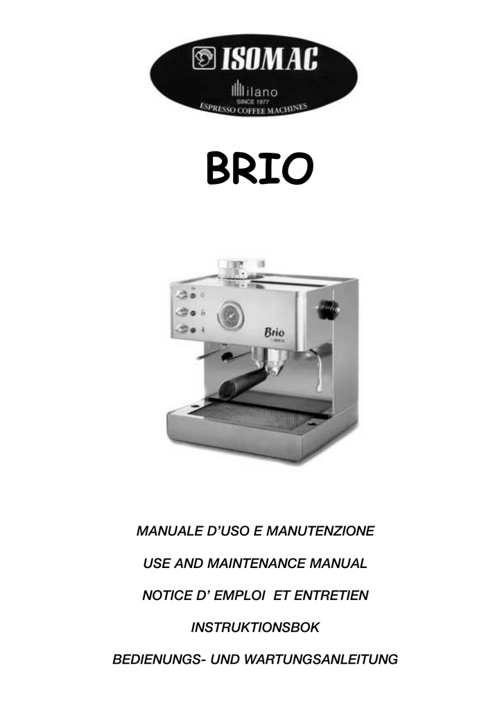 Isomac Brio Espresso Machine Manualzz