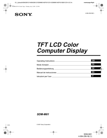 Sony SDM M61 16 in. Flat Panel LCD Monitor | Manualzz