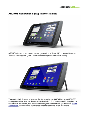 Archos 80 G9 Internet tablet | Manualzz