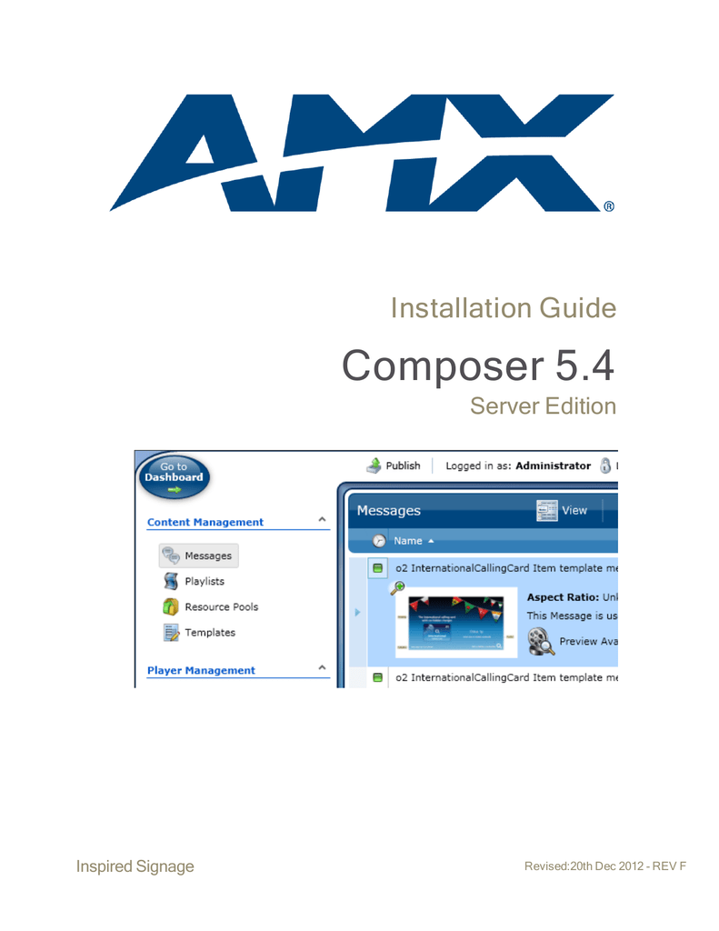 Composer 5 4 Server Installation Guide