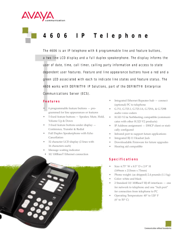Avaya 4606 IP Phone User manual | Manualzz